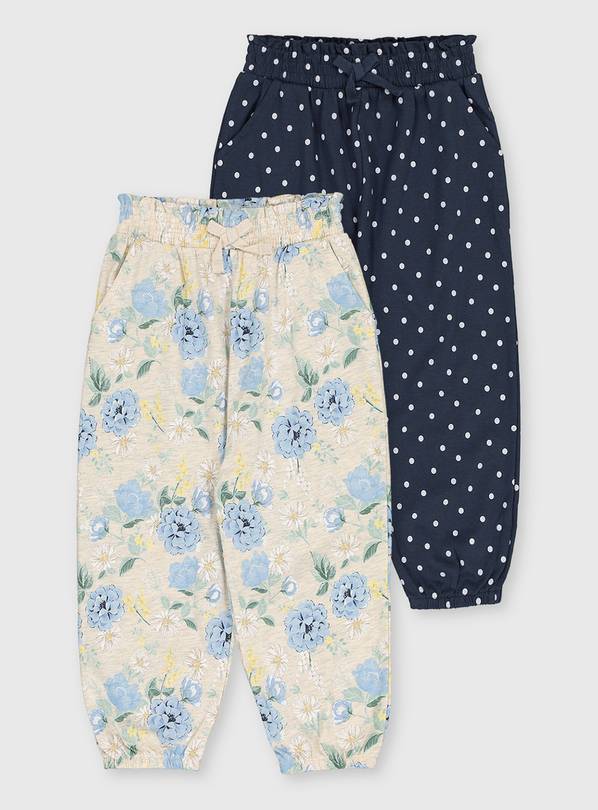 Buy Floral Print & Polka Dot Harem Trousers 2 Pack 34 years
